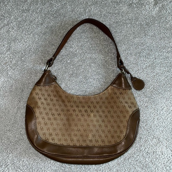 Dooney & Bourke Signature Tan and Brown Hobo Bag - Picture 2 of 15